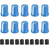 MECCANIXITY 10pcs 6mm Potentiometer D-Shaft Knob Rubber 180 Rotation DJ Speaker Knobs Control Knob for Electric Drum(Blue White)