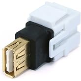 Monoprice 106561 Keystone Jack-USB 2.0 A Female to A Female Coupler Adapter Flush Type, White