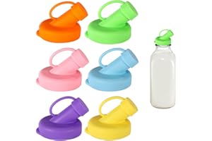 6pcs Silicone Milk Bottle Dispenser Caps for Stanpac & Libbey, 48mm Diameter Reusable Airtight Glass Milk Bottle Spout Lids D