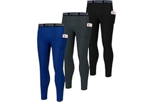 EXARUS Youth Boys Compression Leggings Pants Tights Football Sports Athletic Base Layer for Basketball Teen