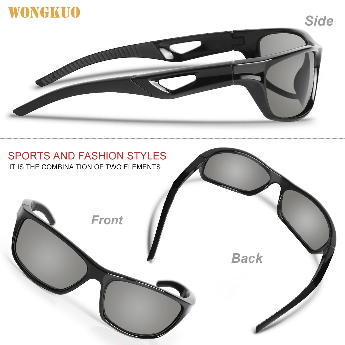 WONGKUO Polarized Sunglasses For Men Women Sport Glasses UV Protection TR90 Frame