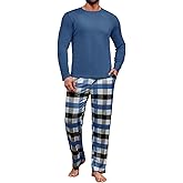 Runcati Mens 2 Piece Pajama Set Plaid Sleepwear PJ Relaxed Fit Stretch Lounge Nightwear Sets