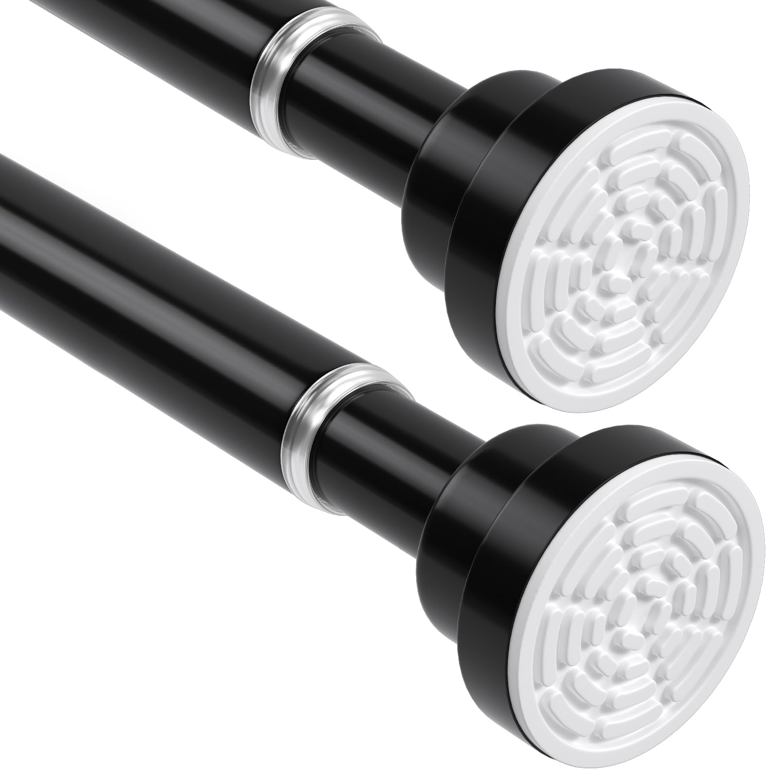 Photo 1 of Tension Curtain Rod 30 To 64 Inch Black Tension Rods Adjustable Spring Loaded Curtain Rods 7/8" Curtain Rods No Drilling Tension Rods For Windows Bedroom Closet Doorway Door 2pcs