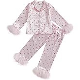 Afunbaby Toddler Baby Girl Boy Silk Satin Pajamas Set Button Down Pjs Kids Long Sleeve Shirt Pants Christmas Pjs Sleepwear