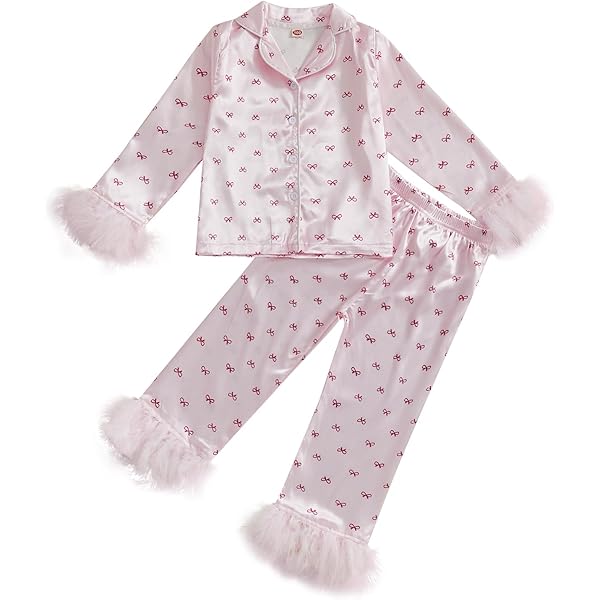 Kids Girls Valentine S Day Pajamas Set Bow Heart Truck Print Long Sleeve Shirts Tops Long Pants 2 Pieces Lounge Suit Sleepwear - 1501 - View #8