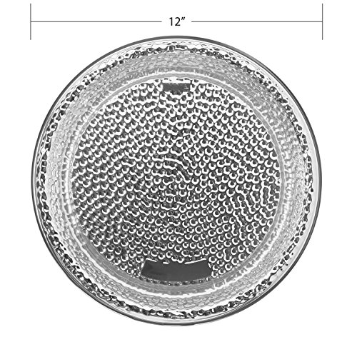Sabert 12" Round Hammered Platter, Durable Plastic, Disposable, 36 Count (Silver)
