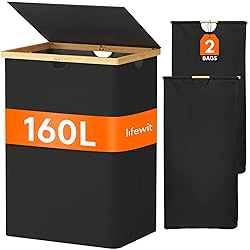 Lifewit 160L Double Laundry Hamper with Lid, Extra