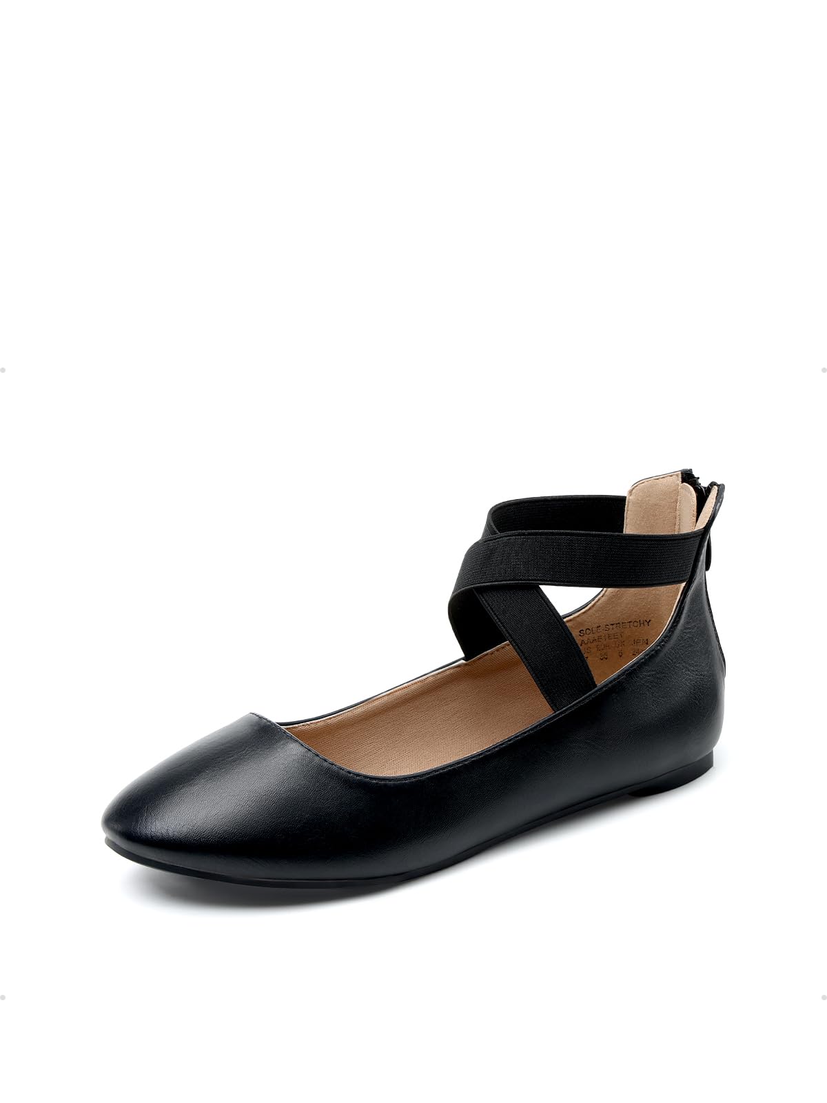 Photo 1 of DREAM PAIRS Women's Comfortable Fashion Elastic Ankle Straps Flats Shoes,Size 10,Black/Pu,Sole_Stretchy
