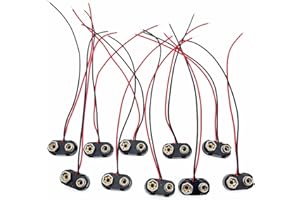 JZK 10PCS 9V Battery Clip Connector, PP3 Battery Snap Connector, Transistor Battery Connector with Cable Leads for PP3 MN1604