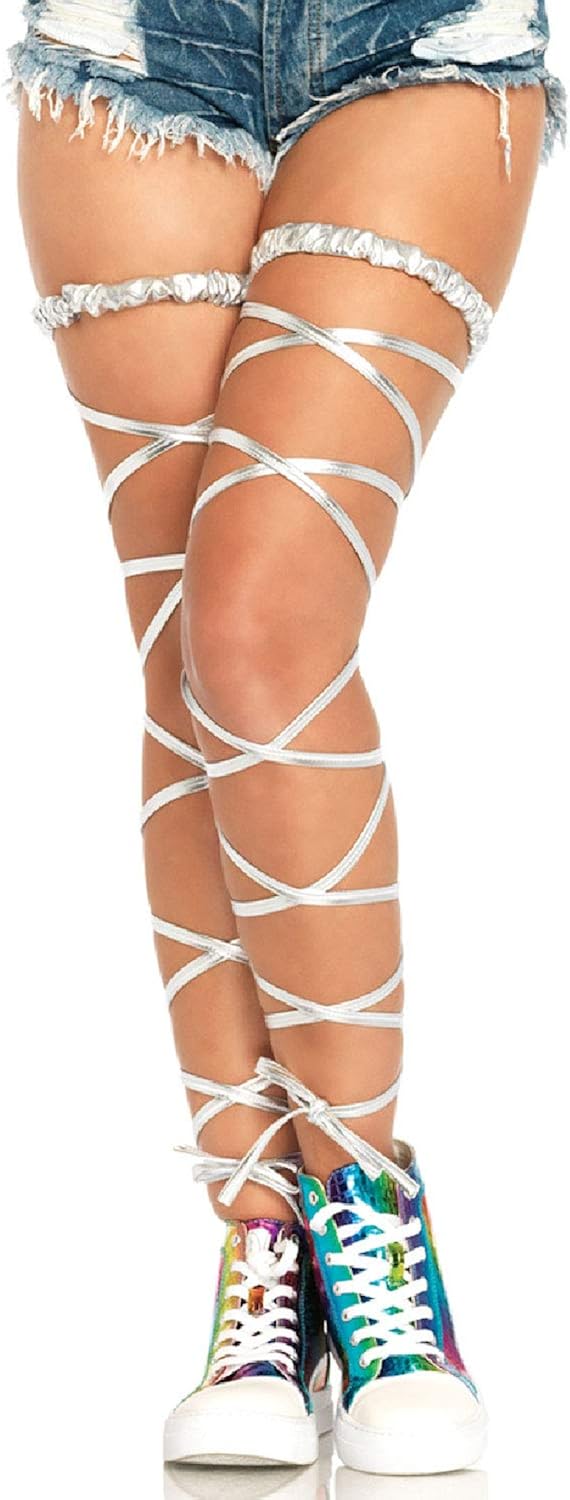 Leg Avenue Women's Festival Garter Leg Wraps, Green, One Size: Clothing