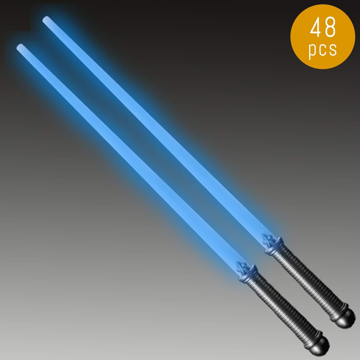 Lumistick LED Light Saber Sword | Lightsaber Glowing Swords Realistic Toy Expandable Spinning Ball (Blue, 48 Swords)