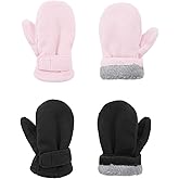 American Trends 2 Pairs Toddler Mittens Unisex Lined Fleece Gloves Winter Warm kids Mitten for Baby Boys and Girls