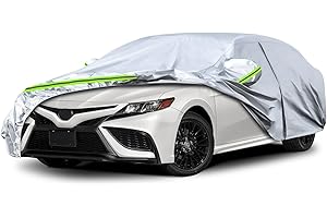 SPORTULI Waterproof Car Covers Replace for 2007-2025 Toyota Camry, 6 Layers Silver All Weather Custom-fit Car Cover with Zipper Door & Windproof Bands for Snow Rain Dust Hail Protection