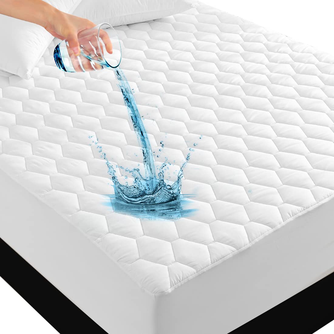 Photo 1 of UNILIBRA Queen Mattress Protector Waterproof, Deep Pocket Mattress Pad Cover Up to 18 Inches, Quilted Fitted Hollow Cotton Filling Breathable Mattress Topper