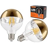 KarlunKoy Large Half Gold Light Bulb,8W (80W Equivalent) Dimmable LED Edison Bulbs,G95/G30 Globe Decorative LED Bulb Half Chr