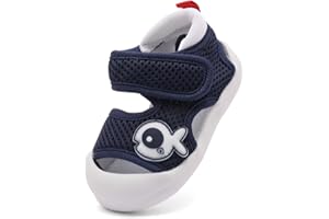 KUNER Baby Summer Sandals Breathable Mesh Rubber Sole Non-Slip Outdoor Shoes for Boys and Girls 9-30 Months