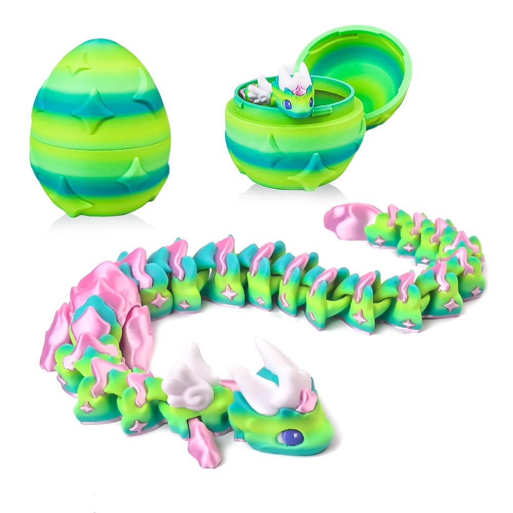 Photo 1 of 3D Printed Dragon Eggs with Dragon Inside, Safe 3D Printed Animal Toys for Kids Ages 3+, Smooth Design with No Sharp Edges, Child-Friendly Articulated Dragon, Perfect Easter Egg for Boys and Girls