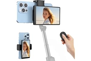 APEKX 5" Phone Vlog Magnetic Selfie Monitor Screen with Clip Mount, Rear Camera Video Display for iPhone & Android, Low-Latency Live Streaming & Content Creation for TikTok and YouTube (Black)
