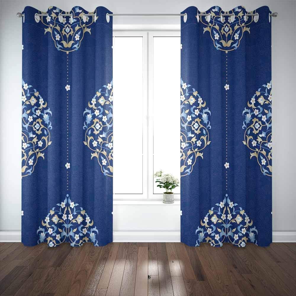 Cortinas de ventana, patrón sin costuras Adorno floral brillante