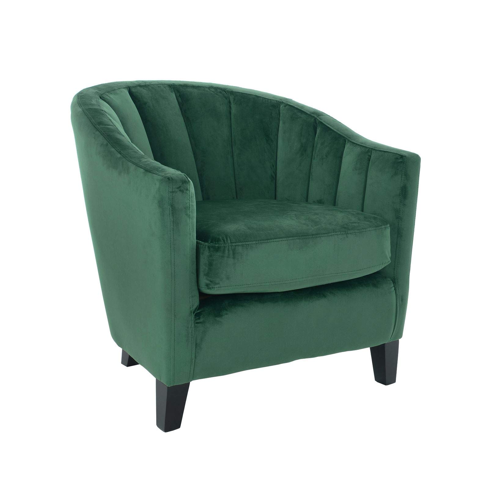 Hodge and Hodge Dark Green Oyster Tub Chair Plush Velvet Fabric Cover and Shell Stitched Back This Modern Furniture Accent Chair Is Ideal For Relaxing at Home Lounge Bedroom or Office
