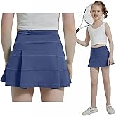 Husnainna Girls Tennis Skirt High Waisted Pleated Kids Skort Built-in Shorts School Athletic Golf with 3 Pockets
