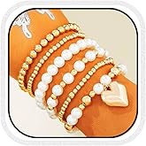 Latious Easter Stretch Bracelets Colorful Stackable Clay Beads Bracelet Bunny Egg Pendant Bracelets Set for Women