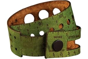 7-in-1 Leather Wrist Ruler & Stitch Counter - Multifunctional Measuring Bracelet Tool for Knitting & Crochet, with Metric/Inc