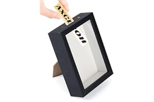 AXCEROH Upgraded 4"x6" Shadow Box Display Frame with Top Slot,MDF and Acrylic Panel, Case for DIY 3D Travel Memorabilia Crafts Tickets Pictures Dry Flowers Awards Medals Shells Piggy Bank, Black