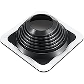 Yaocom #7 Metal Roof Vent Boot Chimney Flashing Roof Jack Pipe Vent for Pipe Od 6 to 11 Sleeve Square Base Epdm (14 Inch, Bla