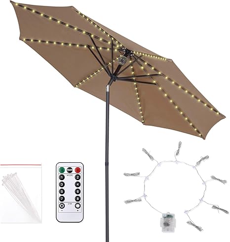 Dzdy Patio Umbrella Light 8 Mode 104 Led String Lights 3aa Battery Operated Waterproof Outdoor Umbrella Pole Light For 7 10inches Patio Umbrellas Camping Tent Warm White Amazon Com