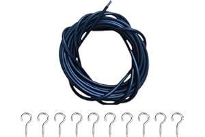 8m Black Curtain Rope Cuttable Wire with 10 Hooks and 10 Screw Eyelets for Multiple Use Home Bathroom Dormitory Decors Curtai