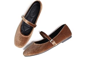 TN TANGNEST Women's Leather Flats Comfortable Square Toe Dress Flats Retro Soft Mary Jane Flats