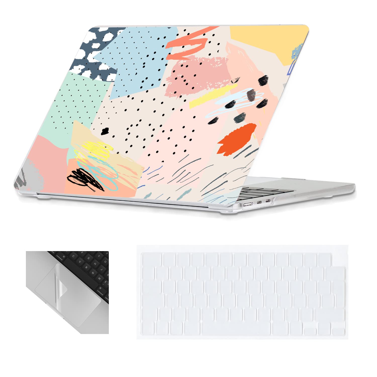 Se7enline Compatible with MacBook Air M4 case 13.6 inch 2022-2025 Hard Laptop Cover for Mac Air Model A2681/A3113/A3240 M2/M3/M4 & Keyboard Protective Cover & Trackpad Protector, Orange Pink Graffiti — image 1