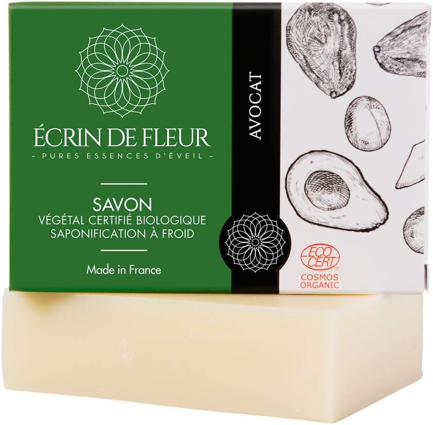 Écrin de Fleur - Organic Avocado & Hemp Soap Bar, Handmade in France, COSMOS & Nature et Progrès Certified, Orange & Ylang-Ylang, 90g