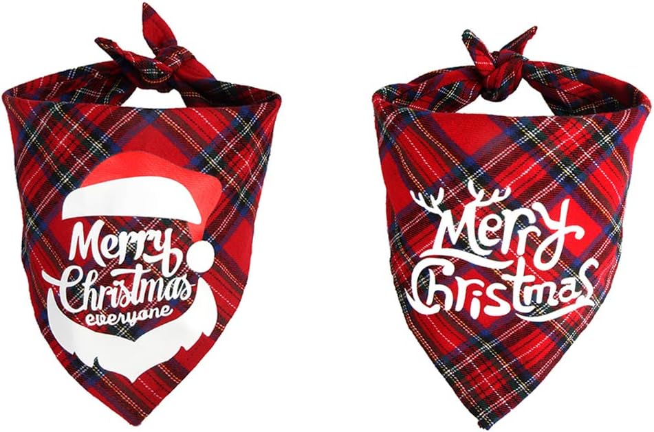 2 Pcs Christmas Dog Bandana