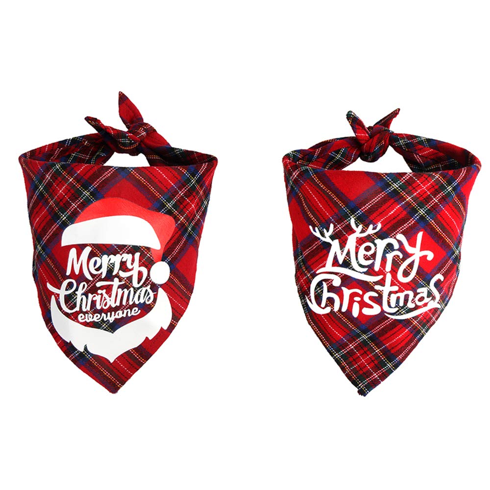 2 Pcs Christmas Dog Bandana, Pet Kerchief Scarf Dog Triangle Bibs Washable Cat Scarf Accessories for Christmas Holiday Festival Theme Party Cat Dog