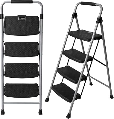 Escalera Plegable 4 Peldaños, Antideslizante, Liviana