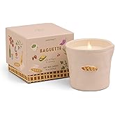 Paddywax Bistro Hand Painted Scented Candle in Ceramic Reusable Food-Safe Jar with Gift Box, Soy Candle with Approx. 56 Hour Burn Time, French Baguette, 8 oz