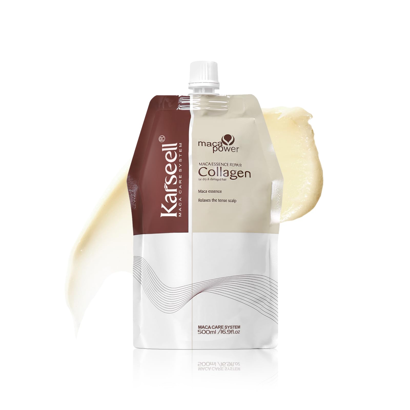 Karseell Hair Mask Collagen Maca Essence Deep Repair Argan Oil Hair Masks for Dry Damaged Hair All Hair Types 500ml