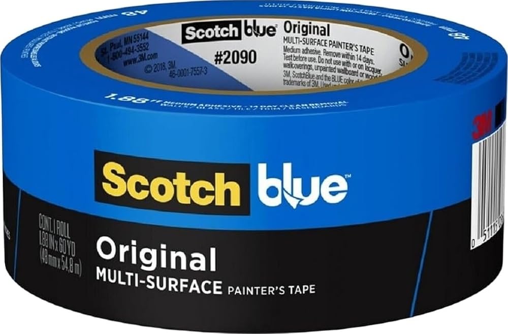 ScotchBlue Original Multi-Surface Painters Tape, 2 Inch Wide (1.88 in. x 60 Yds), 1 Roll Blue Paint Tape Protects Surfaces &