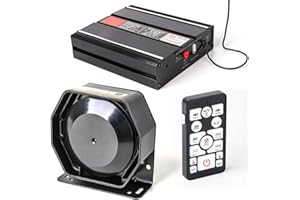 SMALLFATW Police Siren 20 Tones 130 DB 200 Watt, Dual 20A Auxiliary Switch, Wireless Remote USB Rechargeable 15M Control Range, Car PA System Speaker Horn, Emergency Siren for Car Truck Vehicles