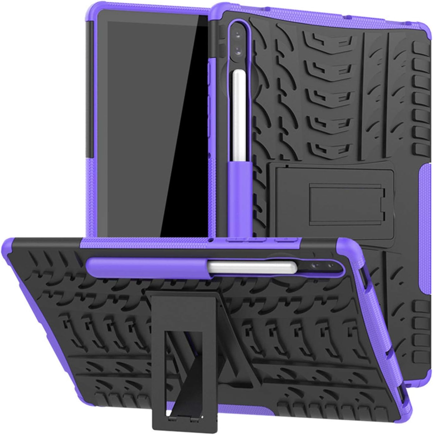 Neepanda Case for Galaxy Tab S6 10.5, Full-Body Rugged Heavy Duty Shockproof Case with Pen Holder and Kickstand for Samsung Galaxy Tab S6 10.5 Inch Model SM-T860/T865/T867 2019 Release,Purple Black