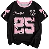 SOLY HUX Women's Graphic Jersey Shirts Short Sleeve Crew Neck Y2k Tee Tops Aesthetic Clothes Streetwear