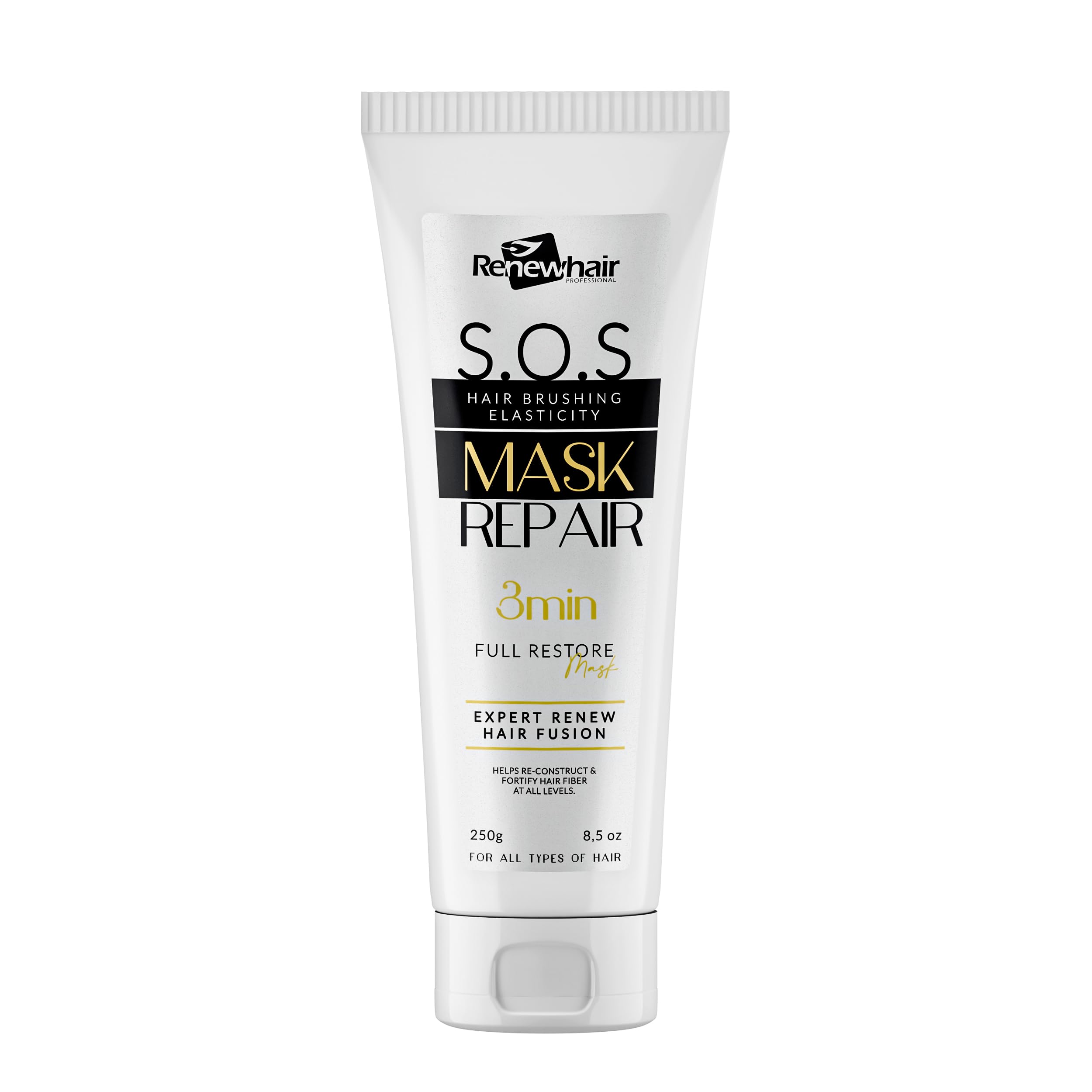 Renew Hair Professional SOS Hair Mask Hydrating & Conditioning for Curly, Coloured, Damaged,Frizzy, Broken or Bleached Hair,Vegan 250g