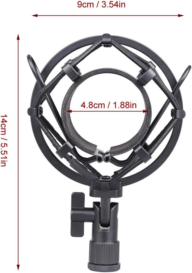 Koolertron Universal 50MM Microphone Shock Mount for 48MM-54mm Diameter Condenser Mic (Black): Musical Instruments