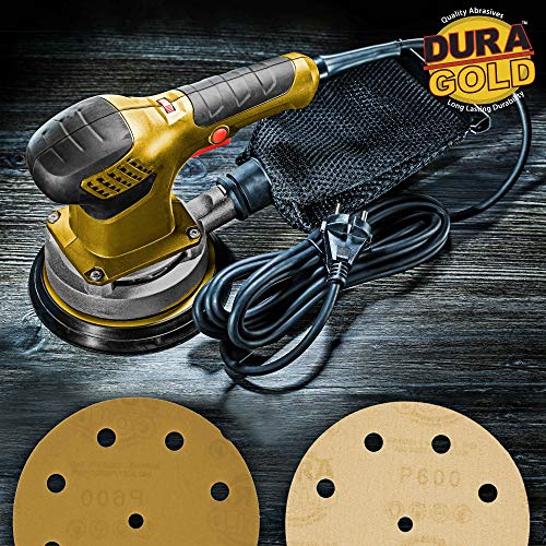 DuraGold Premium 5" Gold Sanding Discs 600 Grit (Box of 50) 9 Hole