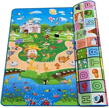BAYM Large Baby Kid Toddler Crawl Play Game Letter Alphabet Mat PlayMat Gym Tiles for In/Out Doors Non-toxic Non-slip Reversible Waterproof 180 x 200 x 0.5cm 70.9 x 78.7 x 0.2 Inches (Castle)