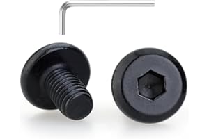 HIRTUOTTER M5 x 10mm 20 Pcs Flat Round Head Hex Socket Cap Screws, 304 Stainless Steel Bolts, Fully Threaded, Black Oxide Finish with hex Wrench, Furniture, DIY, 3D Printing