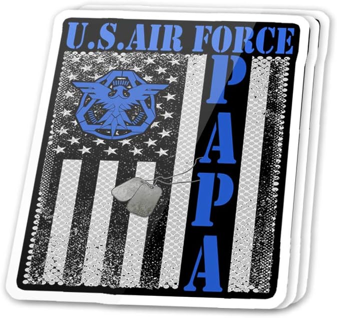 Cool Sticker (3 pcs/Pack,3x4 inch) US Airforce Papa America Flag Airforce Emblem Stickers for Water Bottles,Laptop,Phone,Teachers,Hydro Flasks,Car