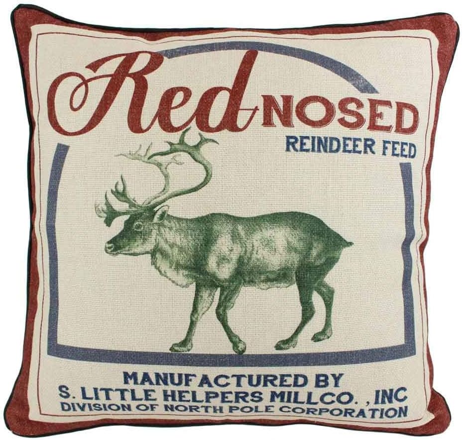 Amazon Com Juniperlab Vintage Christmas Red Nose Reindeer Pillow